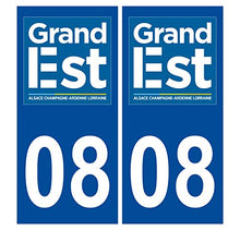 Supstick 2 Stickers Autocollants Plaques Immatriculation Auto Dept 08 Grand Est Bleu Foncé Angles Carrés