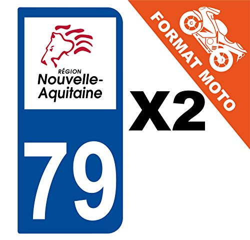 Supstick 2 Stickers Autocollants Plaques Immatriculation Moto Dept 79 Nouvelle Aquitaine Bleu Foncé 2 Angles Arrondis
