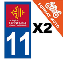 Supstick 2 Stickers Autocollants Plaques Immatriculation Moto Dept 11 Occitanie Bleu Foncé Angles Carrés