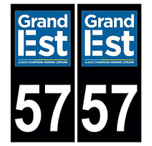 Supstick 2 Stickers Autocollants Plaques Immatriculation Auto Dept 57 Grand Est Noir Angles Carrés