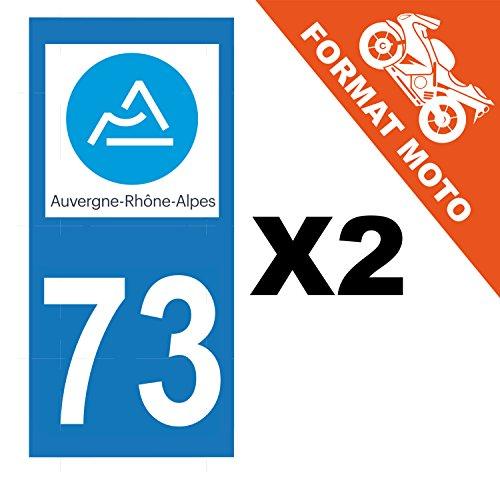 supstick 2 Stickers Autocollant Plaque IMMATRICULATION Moto DEPT 73 Auvergne-Rhône-Alpes Format rectangulaire - supstick.fr