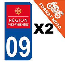 Supstick 2 Stickers Autocollants Plaques Immatriculation Moto Dept 09 Midi Pyrénées Bleu Foncé 2 Angles Arrondis