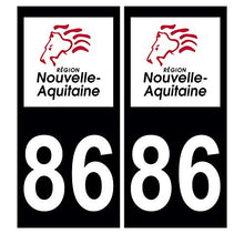 Supstick 2 Stickers Autocollants Plaques Immatriculation Auto Dept 86 Nouvelle Aquitaine Noir Angles Carrés