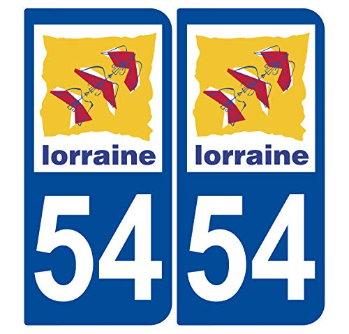Supstick 2 Stickers Autocollants Plaques Immatriculation Auto Dept 54 Lorraine Bleu Foncé Angles Arrondis