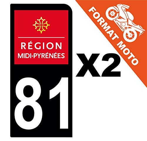 Supstick 2 Stickers Autocollants Plaques Immatriculation Moto Dept 81 Midi Pyrénées Noir 1 Angle Arrondi