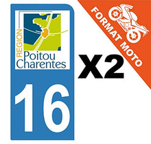 Supstick 2 Stickers Autocollants Plaques Immatriculation Moto Dept 16 Poitou Charentes Bleu Clair 1 Angle Arrondi