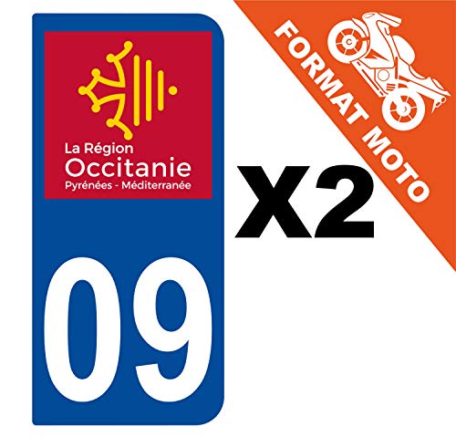 Supstick 2 Stickers Autocollants Plaques Immatriculation Moto Dept 09 Occitanie Bleu Foncé 2 Angles Arrondis