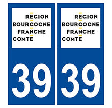 Supstick 2 Stickers Autocollants Plaques Immatriculation Auto Dept 39 Bourgogne Franche Comté Bleu Foncé Angles Arrondis
