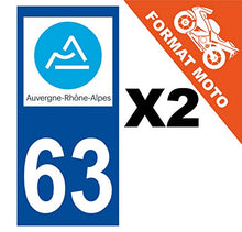 Supstick 2 Stickers Autocollants Plaques Immatriculation Moto Dept 63 Auvergne Rhône Alpes Bleu Foncé Angles Carrés