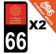 Supstick 2 Stickers Autocollants Plaques Immatriculation Moto Dept 66 Languedoc Roussillon Noir 2 Angles Arrondis