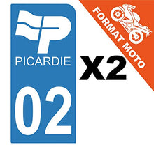 Supstick 2 Stickers Autocollants Plaques Immatriculation Moto Dept 02 Picardie Bleu Clair 1 Angle Arrondi