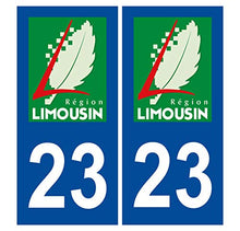 Supstick 2 Stickers Autocollants Plaques Immatriculation Auto Dept 23 Limousin Bleu Foncé Angles Carrés