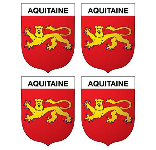 Supstick Lot de 4 Autocollants Stickers Blason de région département Aquitaine Format 5x4cm - supstick.fr