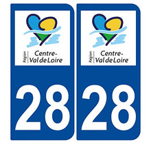 Supstick 2 Stickers Autocollants Plaques Immatriculation Auto Dept 28 Centre Val de Loire Bleu Foncé Angles Arrondis