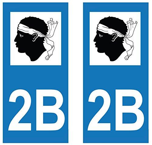 supstick 2 STICKERS AUTOCOLLANT PLAQUE IMMATRICULATION DEPT 2B Corse format rectangulaire - supstick.fr