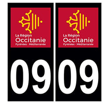 Supstick 2 Stickers Autocollants Plaques Immatriculation Auto Dept 09 Occitanie Noir Angles Carrés