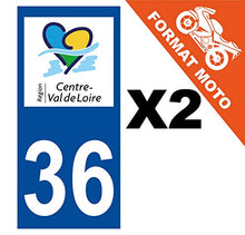 Supstick 2 Stickers Autocollants Plaques Immatriculation Moto Dept 36 Centre Val de Loire Bleu Foncé Angles Carrés