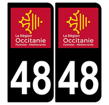 Supstick 2 Stickers Autocollants Plaques Immatriculation Auto Dept 48 Occitanie Noir Angles Arrondis