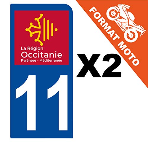 Supstick 2 Stickers Autocollants Plaques Immatriculation Moto Dept 11 Occitanie Bleu Foncé 1 Angle Arrondi