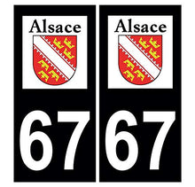 Supstick 2 Stickers Autocollants Plaques Immatriculation Auto Dept 67 Alsace Blason Noir Angles Carrés