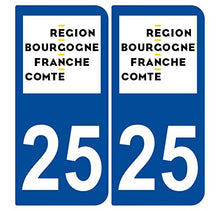 Supstick 2 Stickers Autocollants Plaques Immatriculation Auto Dept 25 Bourgogne Franche Comté Bleu Foncé Angles Arrondis