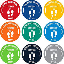 Lot de 9 Autocollant stickers signalétique stop covid sol antidérapant - respect des distances - format 30x30cm - 9 couleurs