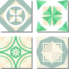 Charger l&#39;image dans la galerie, Planche de 4 Adhésif Carrelage - décoration de carreaux - 56 pièces plastifié en mat - mosaïque nuances de vert - format 10x10cm par pièce
