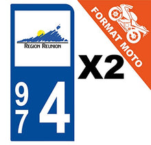 Supstick 2 Stickers Autocollants Plaques Immatriculation Moto Dept 974 Réunion Bleu Foncé 1 Angle Arrondi