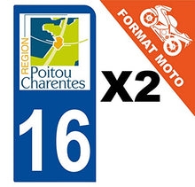 Supstick 2 Stickers Autocollants Plaques Immatriculation Moto Dept 16 Poitou Charentes Bleu Foncé 1 Angle Arrondi