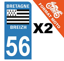Supstick 2 Stickers Autocollants Plaques Immatriculation Moto Dept 56 Bretagne Breizh Bleu Clair 1 Angle Arrondi