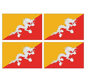 Supstick Lot de 4 Autocollants Stickers Drapeau de Pays Nation Bhoutan Format 6x4cm