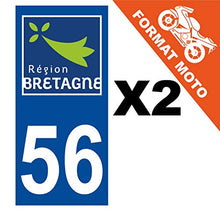 Supstick 2 Stickers Autocollants Plaques Immatriculation Moto Dept 56 Bretagne Bleu Foncé Angles Carrés