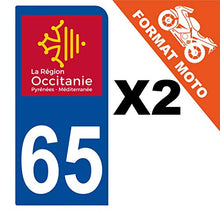 Supstick 2 Stickers Autocollants Plaques Immatriculation Moto Dept 65 Occitanie Bleu Foncé 1 Angle Arrondi