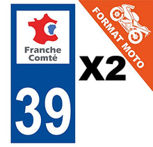 Supstick 2 Stickers Autocollants Plaques Immatriculation Moto Dept 39 Franche Comté Bleu Foncé Angles Carrés