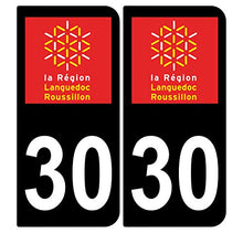 Supstick 2 Stickers Autocollants Plaques Immatriculation Auto Dept 30 Languedoc Roussillon Noir Angles Arrondis
