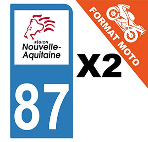 Supstick 2 Stickers Autocollants Plaques Immatriculation Moto Dept 87 Nouvelle Aquitaine Bleu Clair 1 Angle Arrondi