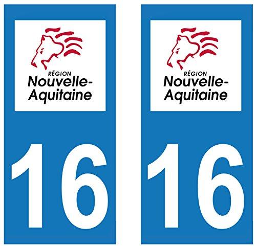 supstick 2 STICKERS AUTOCOLLANT PLAQUE IMMATRICULATION DEPT 16 Nouvelle-Aquitaine format rectangulaire - supstick.fr