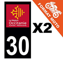 Supstick 2 Stickers Autocollants Plaques Immatriculation Moto Dept 30 Occitanie Noir Angles Carrés