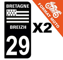 Supstick 2 Stickers Autocollants Plaques Immatriculation Moto Dept 29 Bretagne Breizh Noir 2 Angles Arrondis