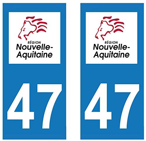 supstick 2 STICKERS AUTOCOLLANT PLAQUE IMMATRICULATION DEPT 47 Nouvelle-Aquitaine format rectangulaire - supstick.fr