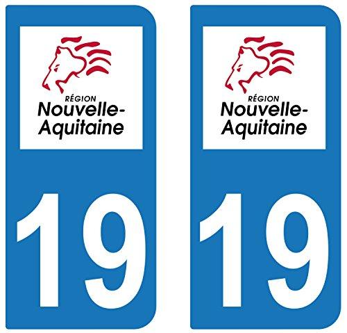 supstick 2 STICKERS AUTOCOLLANT PLAQUE IMMATRICULATION DEPT 19 Nouvelle-Aquitaine - supstick.fr