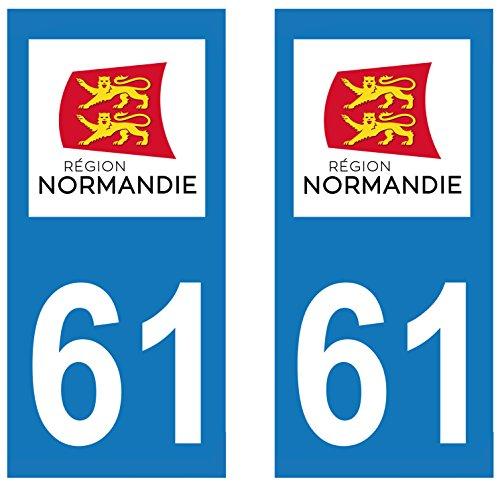 supstick 2 Stickers Autocollant Plaque IMMATRICULATION DEPT 61 Normandie Format rectangulaire - supstick.fr
