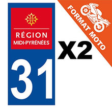 Supstick 2 Stickers Autocollants Plaques Immatriculation Moto Dept 31 Midi Pyrénées Bleu Foncé Angles Carrés