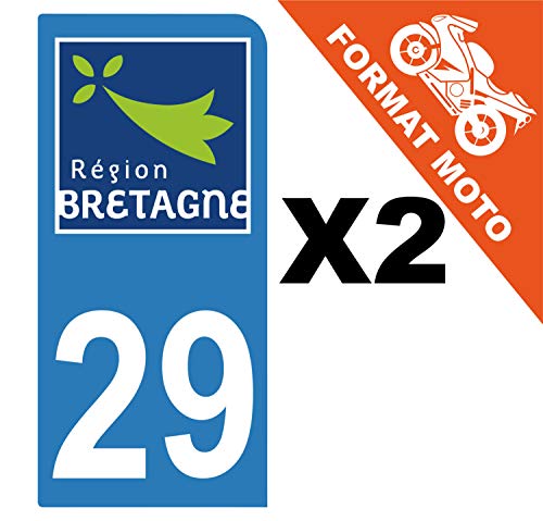 Supstick 2 Stickers Autocollants Plaques Immatriculation Moto Dept 29 Bretagne Bleu Clair 1 Angle Arrondi