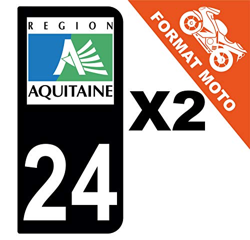 Supstick 2 Stickers Autocollants Plaques Immatriculation Moto Dept 24 Aquitaine Noir 2 Angles Arrondis