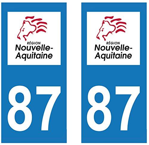 supstick 2 STICKERS AUTOCOLLANT PLAQUE IMMATRICULATION DEPT 87 Nouvelle-Aquitaine format rectangulaire - supstick.fr