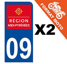 Supstick 2 Stickers Autocollants Plaques Immatriculation Moto Dept 09 Midi Pyrénées Bleu Foncé 1 Angle Arrondi