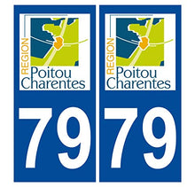 Supstick 2 Stickers Autocollants Plaques Immatriculation Auto Dept 79 Poitou Charentes Bleu Foncé Angles Carrés