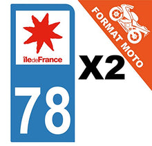 Supstick 2 Stickers Autocollants Plaques Immatriculation Moto Dept 78 Ile de France Bleu Clair 1 Angle Arrondi