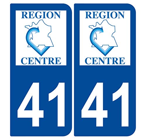 Supstick 2 Stickers Autocollants Plaques Immatriculation Auto Dept 41 Centre Bleu Foncé Angles Arrondis